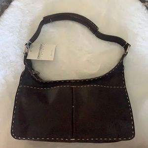 Brown leather shoulder bag